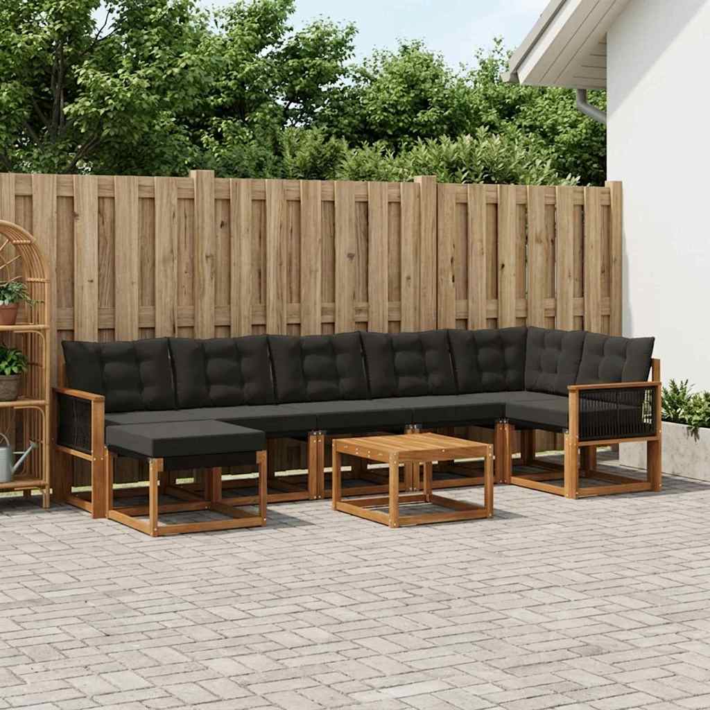 vidaXL Zestaw sof na zewnątrz z poduszką 8 pcs Naturalny i czarny