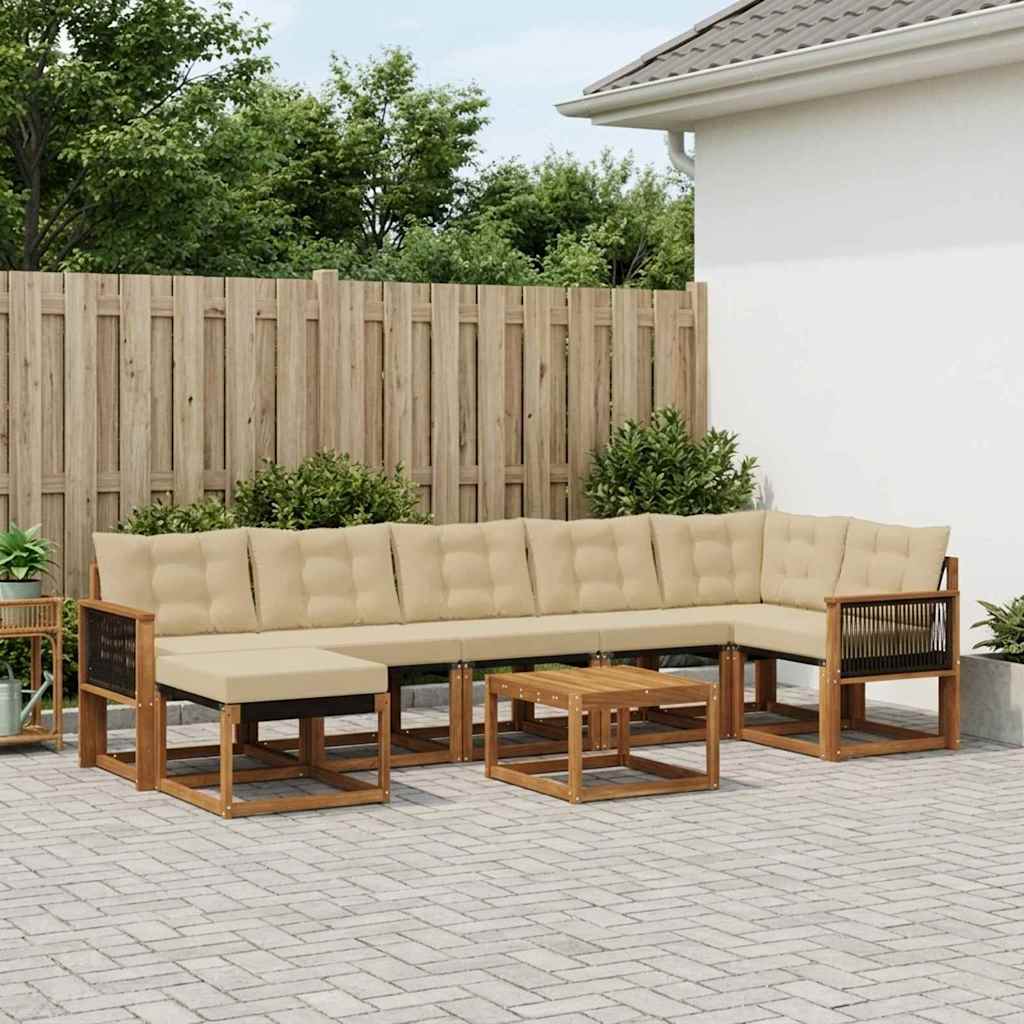 vidaXL Zestaw sof na zewnątrz z poduszką 8 pcs Naturalny i Beżowy