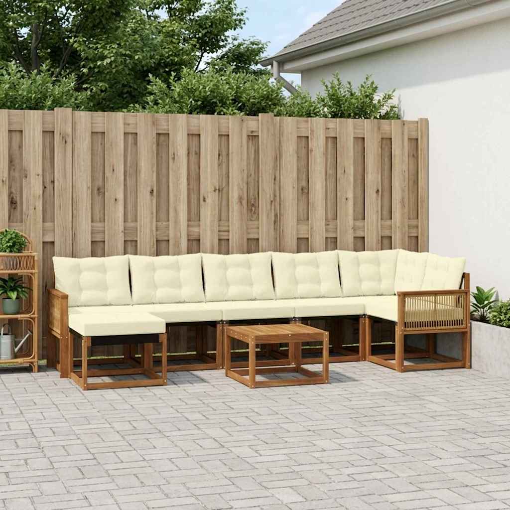 vidaXL Zestaw sof na zewnątrz z poduszką 8 pcs Naturalny i Kremowy