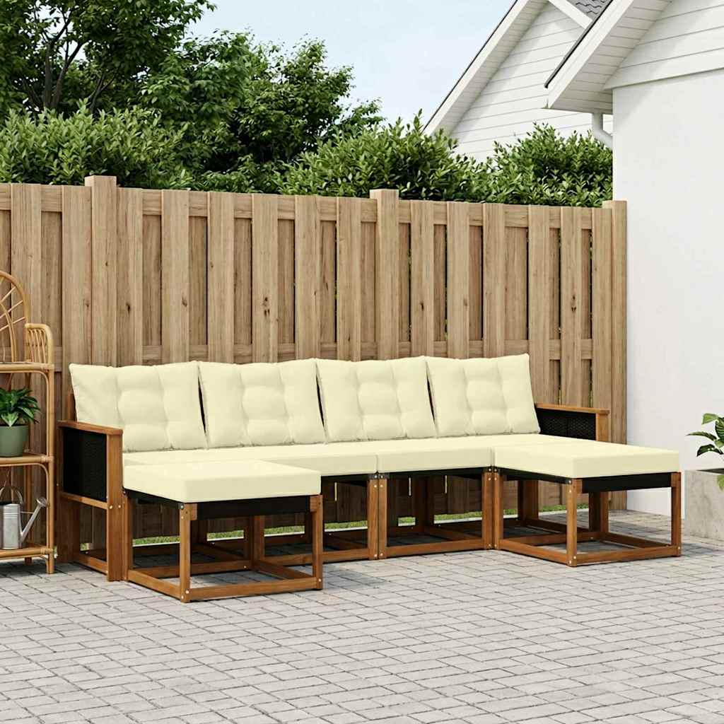 vidaXL Zestaw sof na zewnątrz z poduszką 6 pcs Naturalny i Kremowy