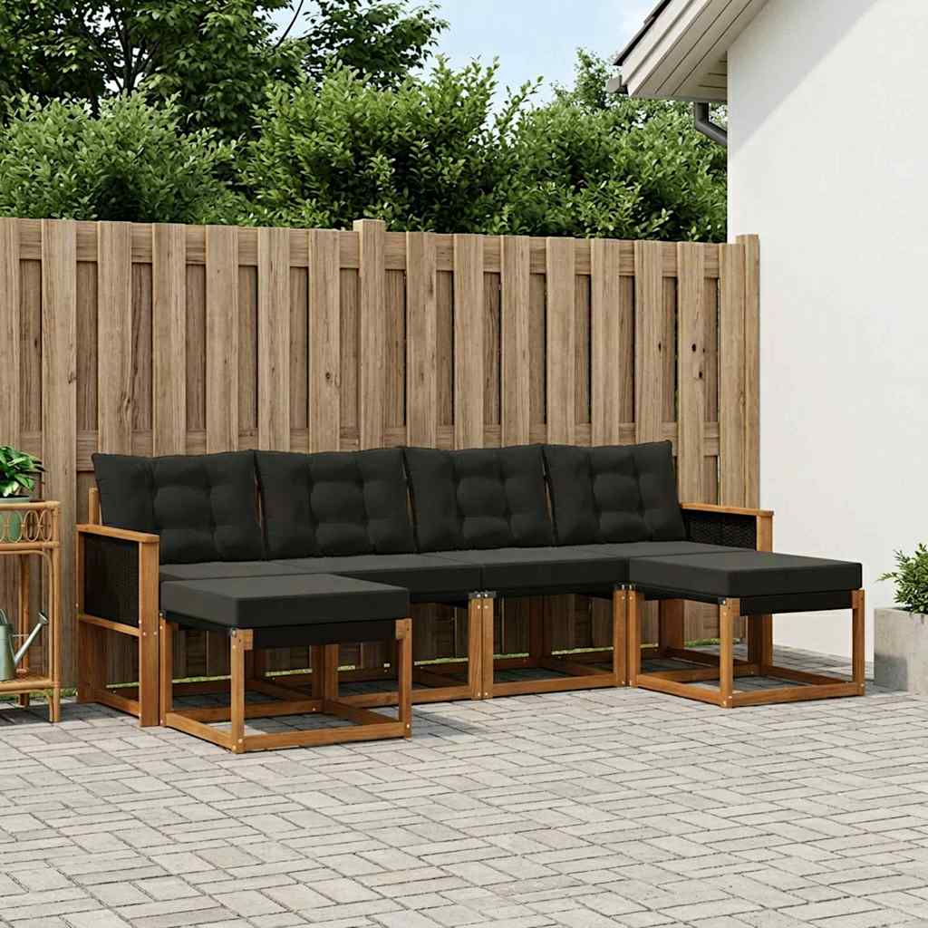 vidaXL Zestaw sof na zewnątrz z poduszką 6 pcs Naturalny i czarny