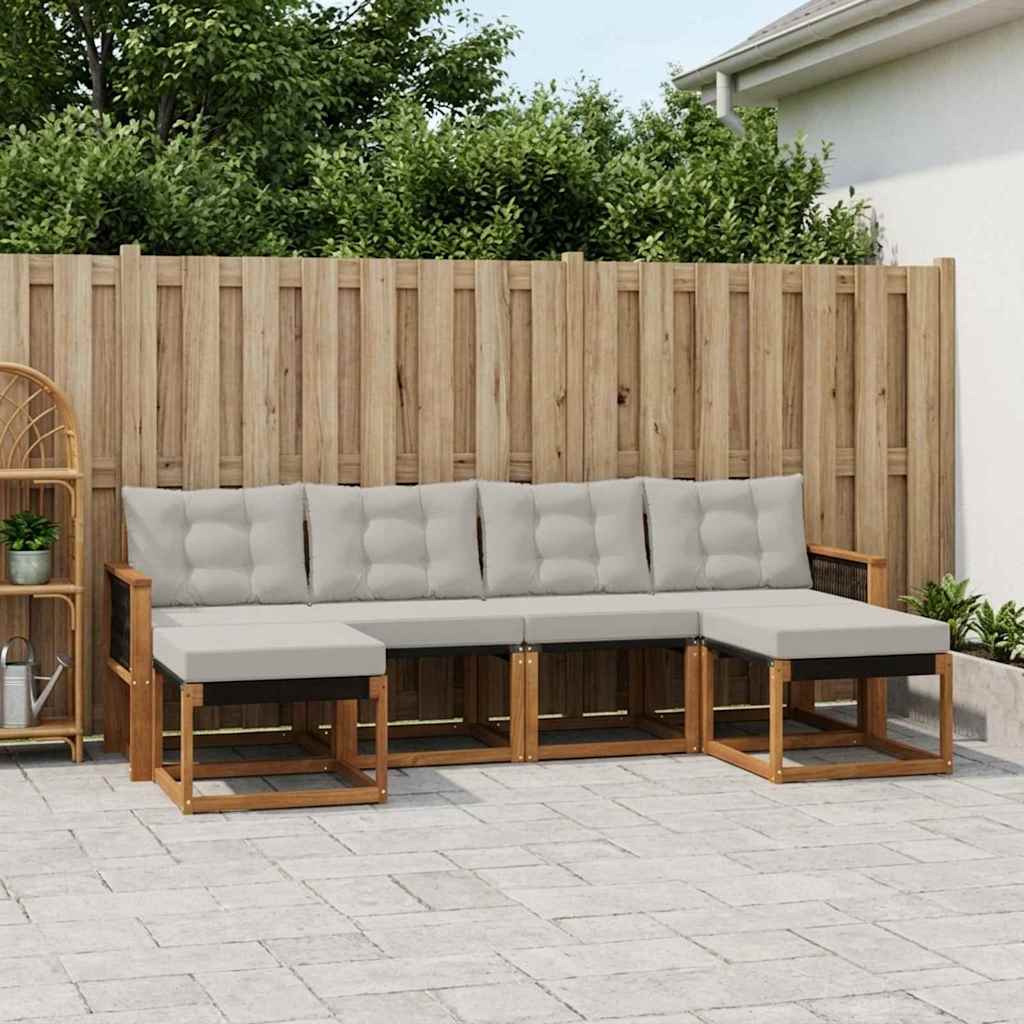 vidaXL Zestaw sof na zewnątrz z poduszką 6 pcs Naturalny i jasnoszary