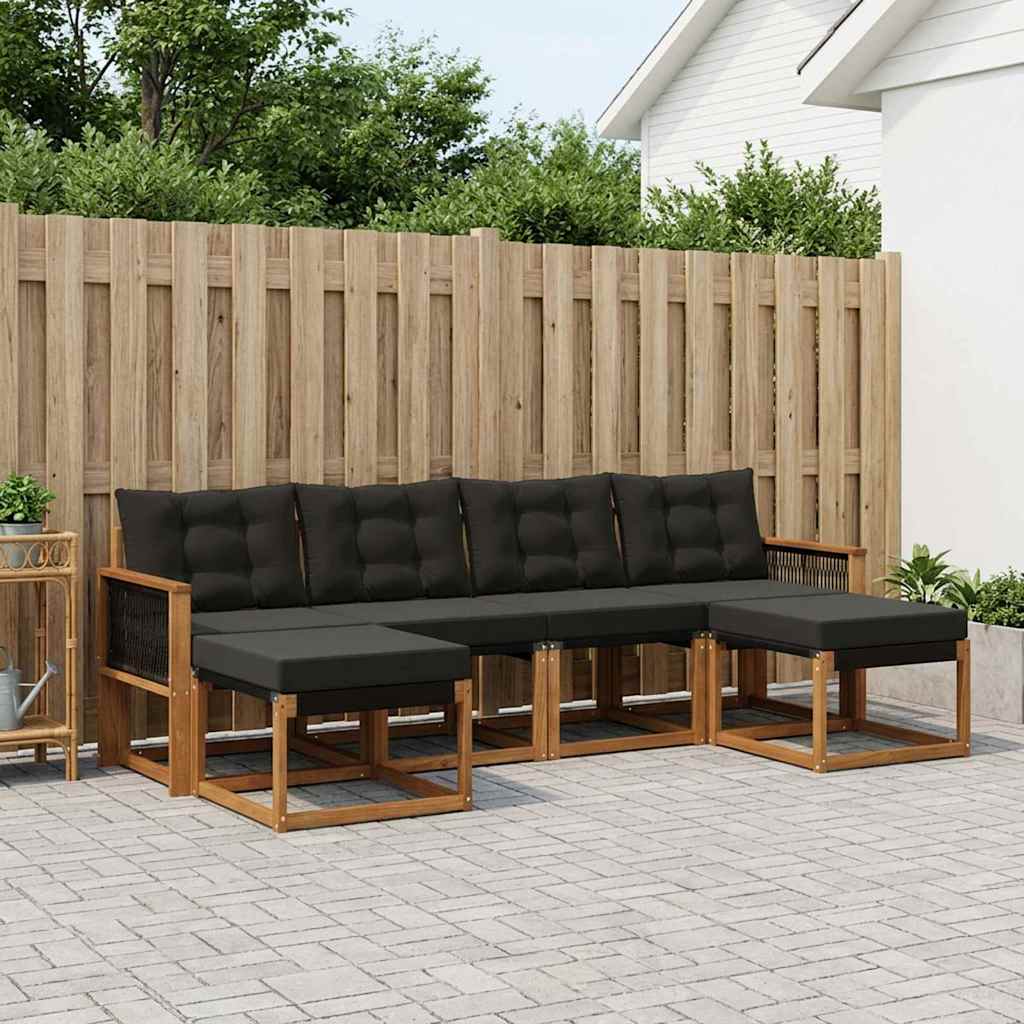 vidaXL Zestaw sof na zewnątrz z poduszką 6 pcs Naturalny i czarny