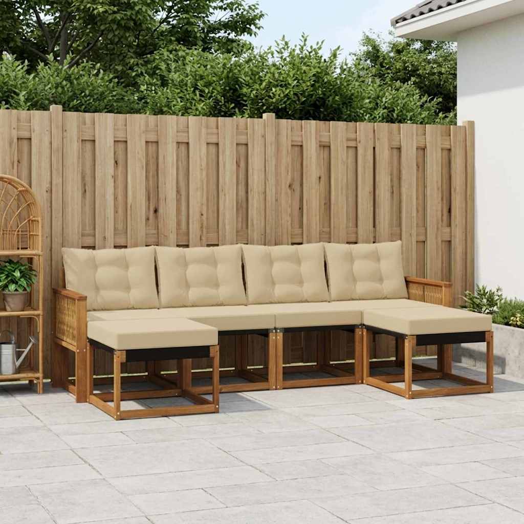 vidaXL Zestaw sof na zewnątrz z poduszką 6 pcs Naturalny i Beżowy