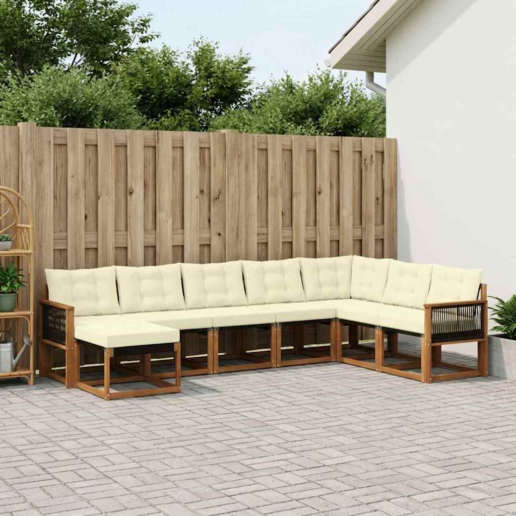 vidaXL Zestaw sof na zewnątrz z poduszką 8 pcs Naturalny i Kremowy