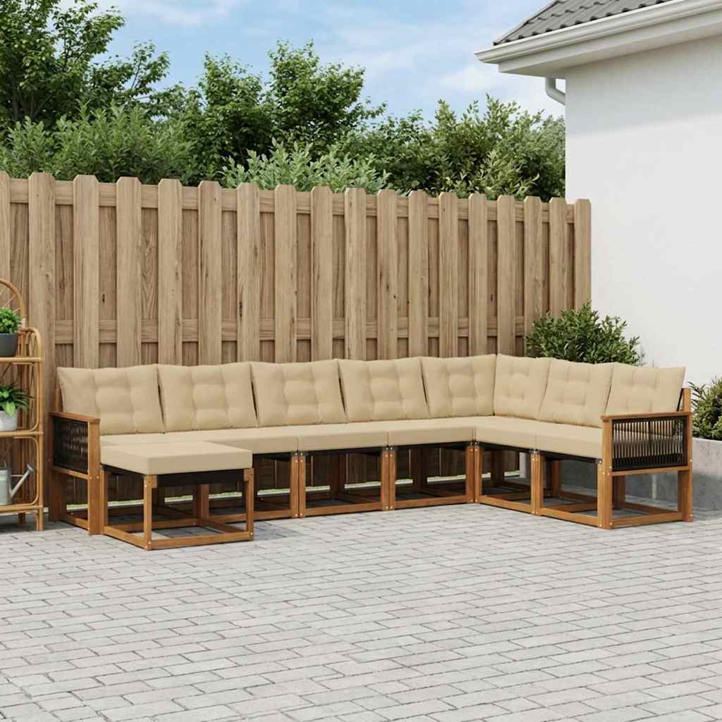vidaXL Zestaw sof na zewnątrz z poduszką 8 pcs Naturalny i Beżowy