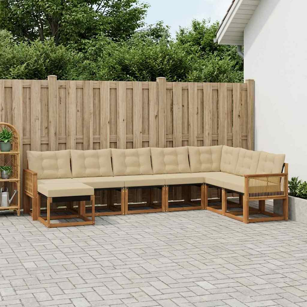 vidaXL Zestaw sof na zewnątrz 8 pcs Naturalny i Beżowy