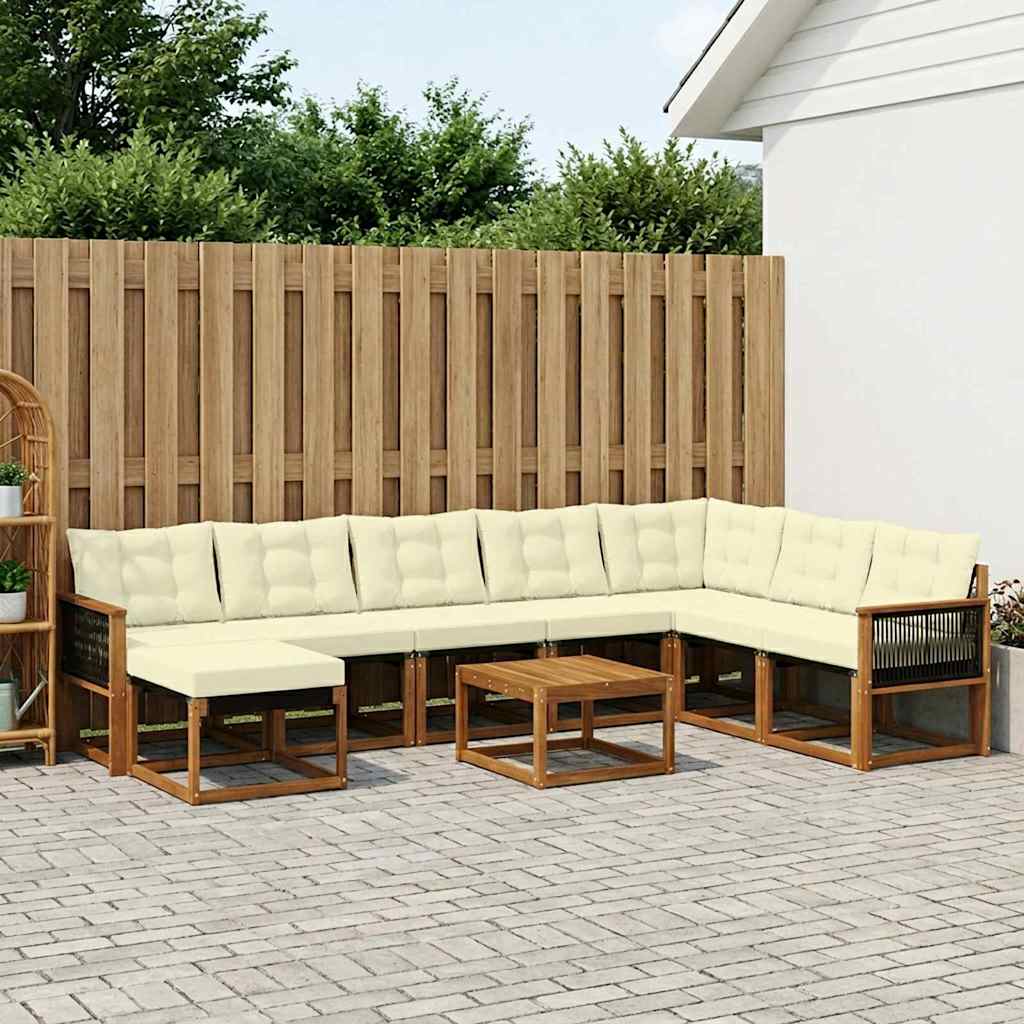 vidaXL Zestaw sof na zewnątrz z poduszką 9 pcs Naturalny i Kremowy