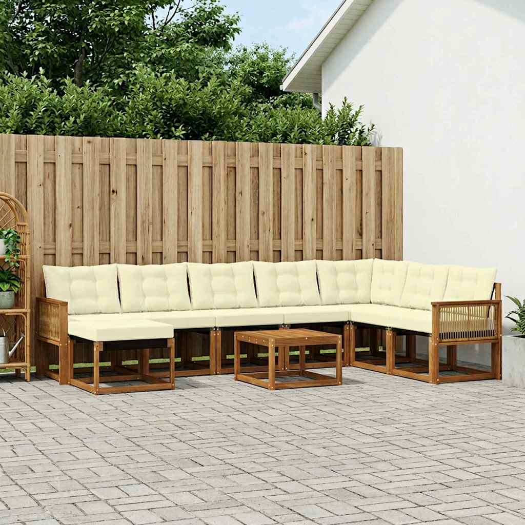 vidaXL Zestaw sof na zewnątrz 9 pcs Naturalny i Kremowy