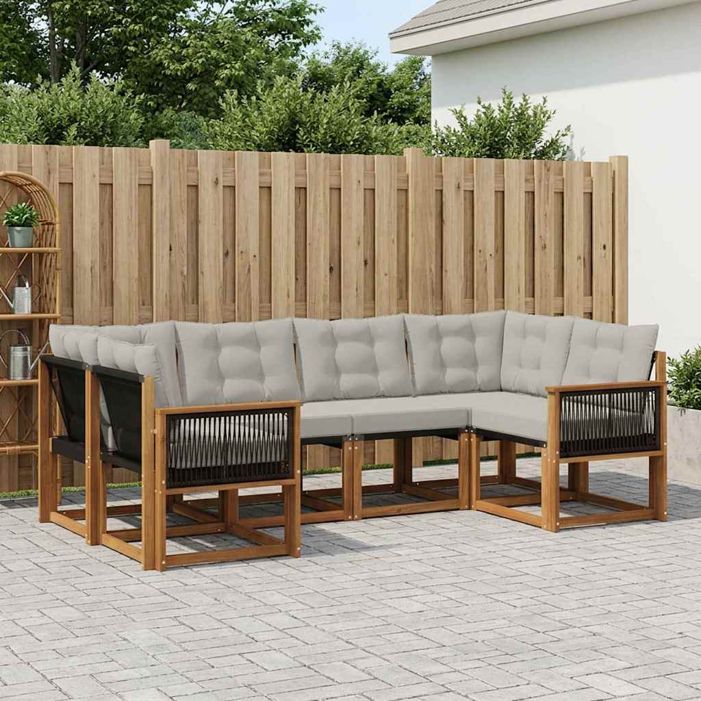vidaXL Zestaw sof na zewnątrz z poduszką 6 pcs Naturalny i jasnoszary