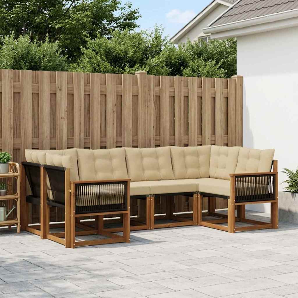 vidaXL Zestaw sof na zewnątrz z poduszką 6 pcs Naturalny i Beżowy