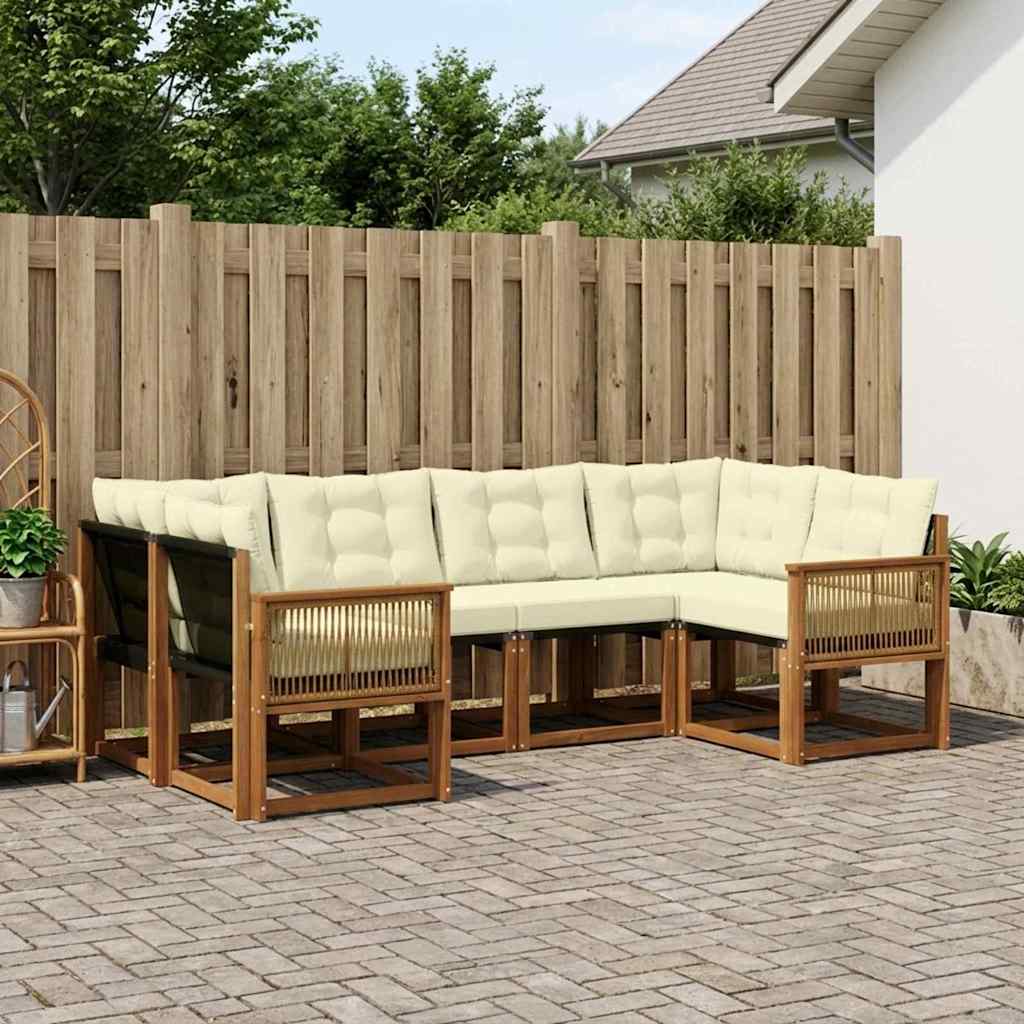 vidaXL Zestaw sof na zewnątrz 6 pcs Naturalny i Kremowy