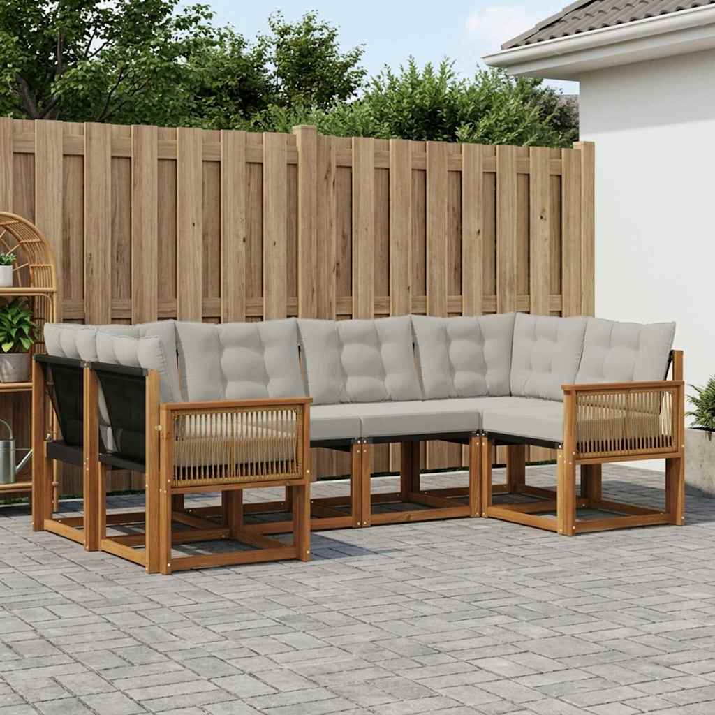 vidaXL Zestaw sof na zewnątrz 6 pcs Naturalny i jasnoszary