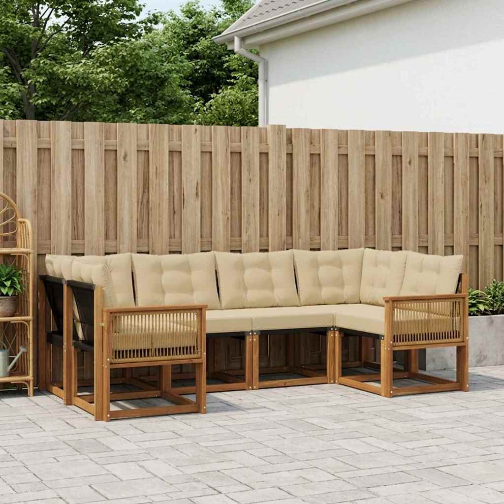 vidaXL Zestaw sof na zewnątrz 6 pcs Naturalny i Beżowy