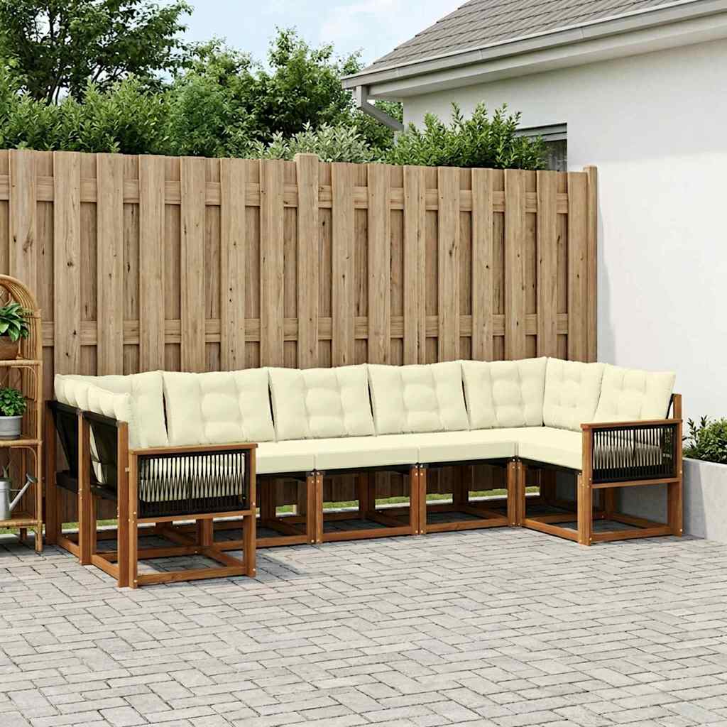vidaXL Zestaw sof na zewnątrz z poduszką 7 pcs Naturalny i Kremowy