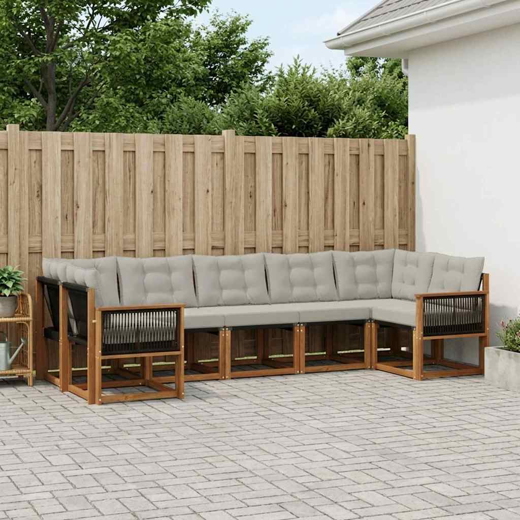 vidaXL Zestaw sof na zewnątrz z poduszką 7 pcs Naturalny i jasnoszary