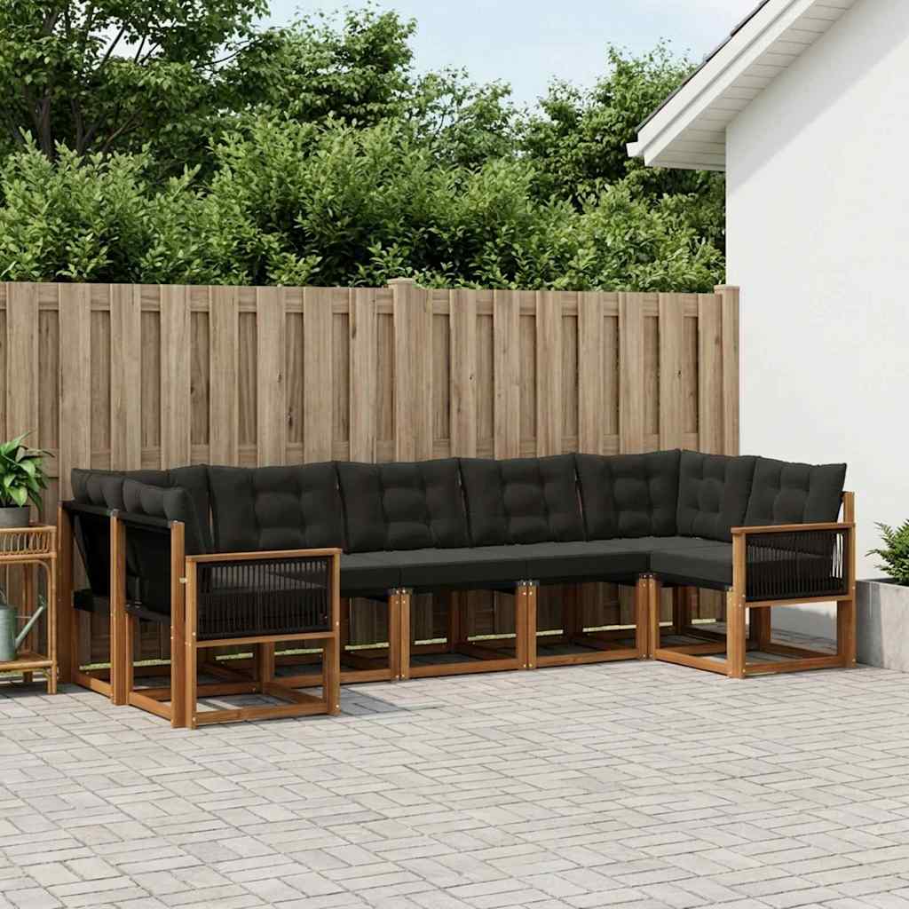 vidaXL Zestaw sof na zewnątrz z poduszką 7 pcs Naturalny i czarny