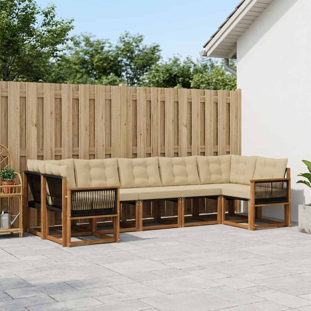 vidaXL Zestaw sof na zewnątrz z poduszką 7 pcs Naturalny i Beżowy