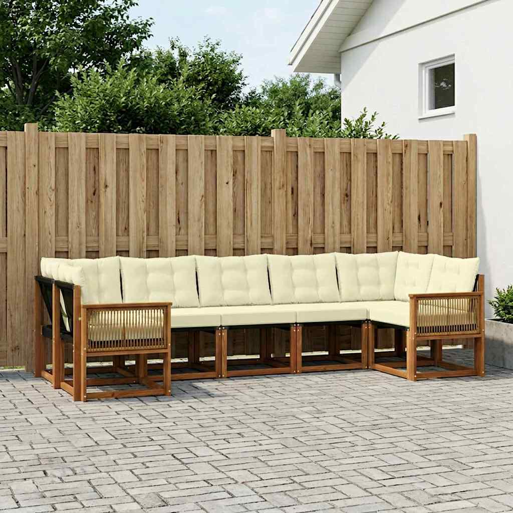vidaXL Zestaw sof na zewnątrz 7 pcs Naturalny i Kremowy