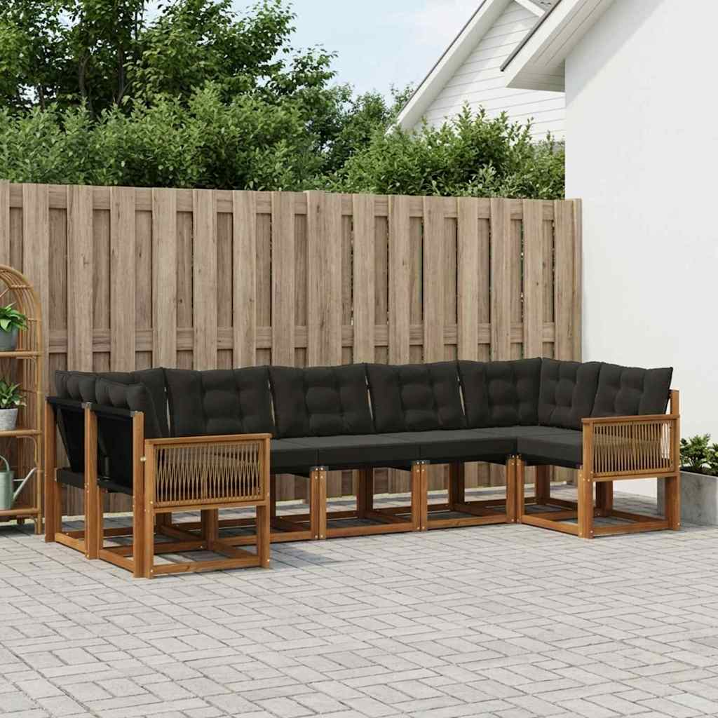 vidaXL Zestaw sof na zewnątrz 7 pcs Naturalny i czarny