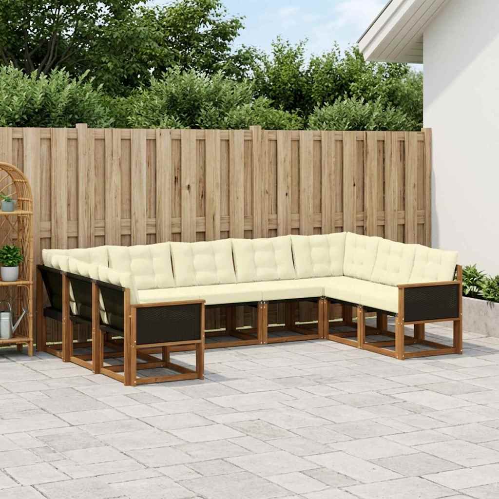 vidaXL Zestaw sof na zewnątrz z poduszką 9 pcs Naturalny i Kremowy