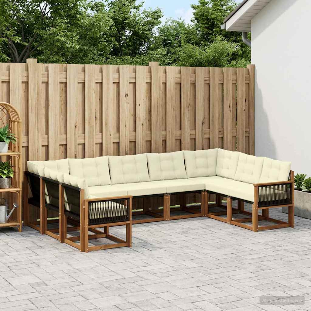 vidaXL Zestaw sof na zewnątrz z poduszką 9 pcs Naturalny i Kremowy