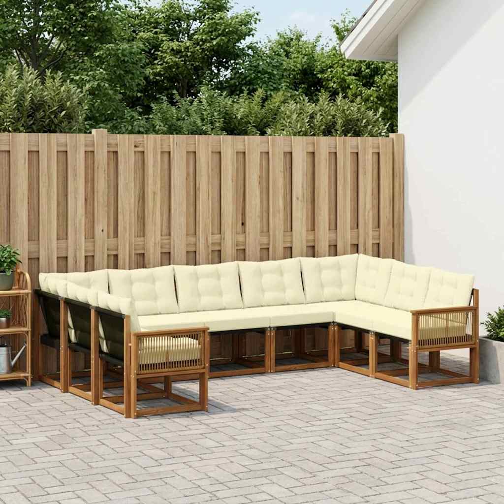 vidaXL Zestaw sof na zewnątrz z poduszką 9 pcs Naturalny i Kremowy