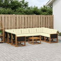 vidaXL Zestaw sof na zewnątrz z poduszką 10 pcs Naturalny i Kremowy
