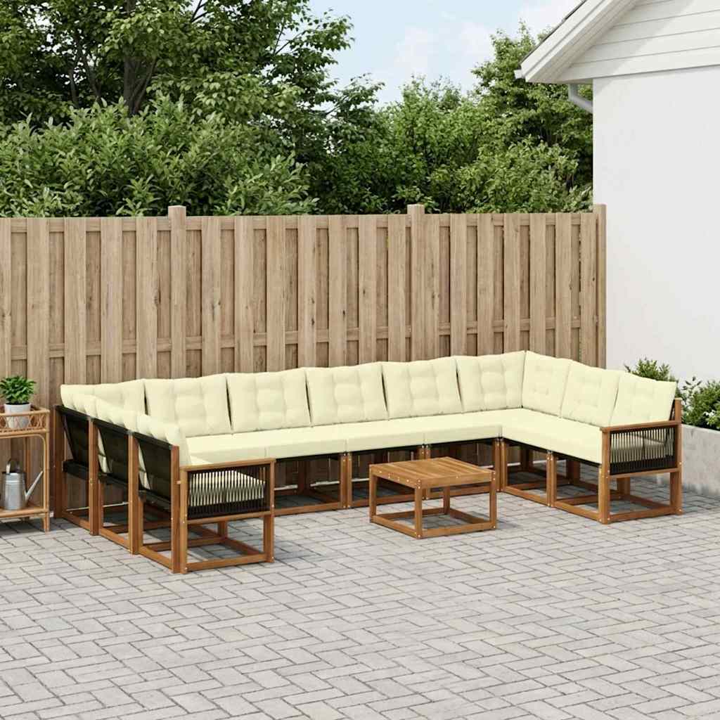 vidaXL Zestaw sof na zewnątrz z poduszką 11 pcs Naturalny i Kremowy