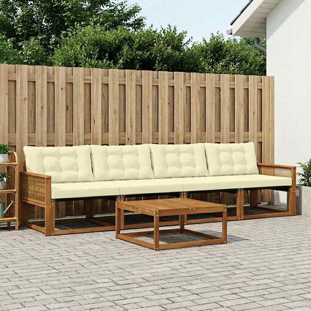 vidaXL Zestaw sof na zewnątrz z poduszką 5 pcs Naturalny i Kremowy
