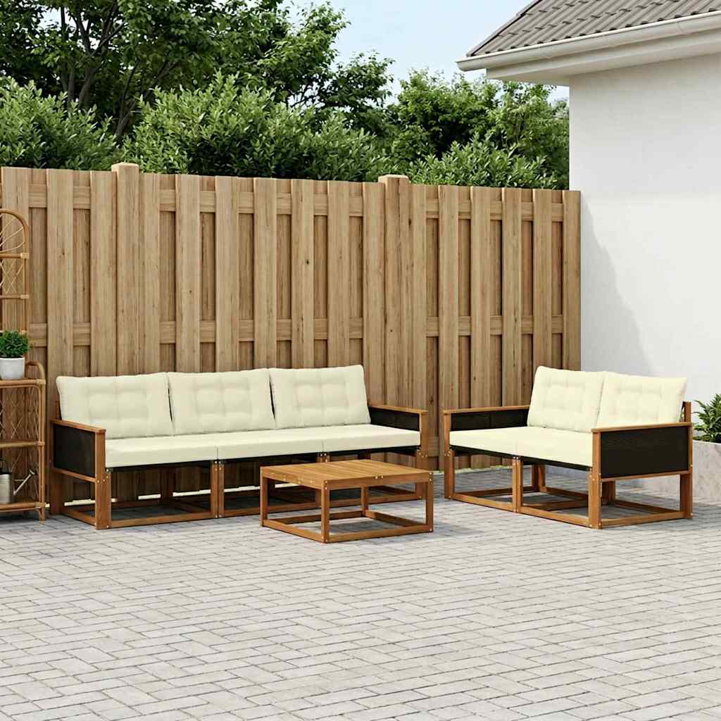 vidaXL Zestaw sof na zewnątrz z poduszką 6 pcs Naturalny i Kremowy