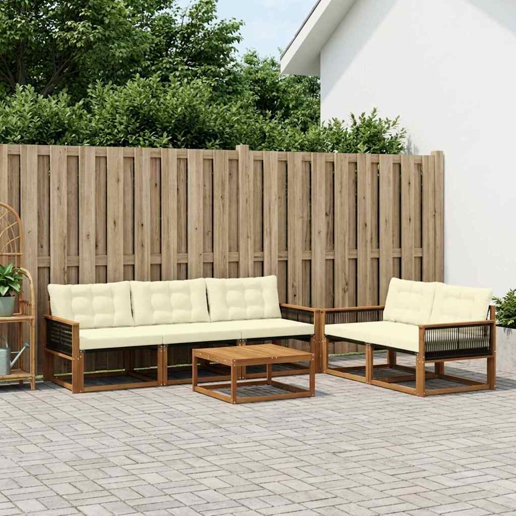 vidaXL Zestaw sof na zewnątrz z poduszką 6 pcs Naturalny i Kremowy