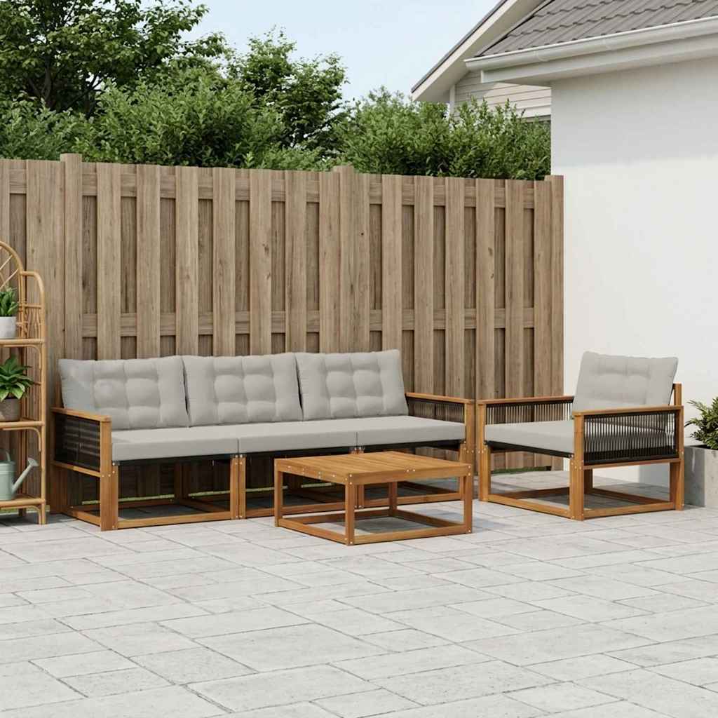 vidaXL Zestaw sof na zewnątrz z poduszką 6 pcs Naturalny i jasnoszary