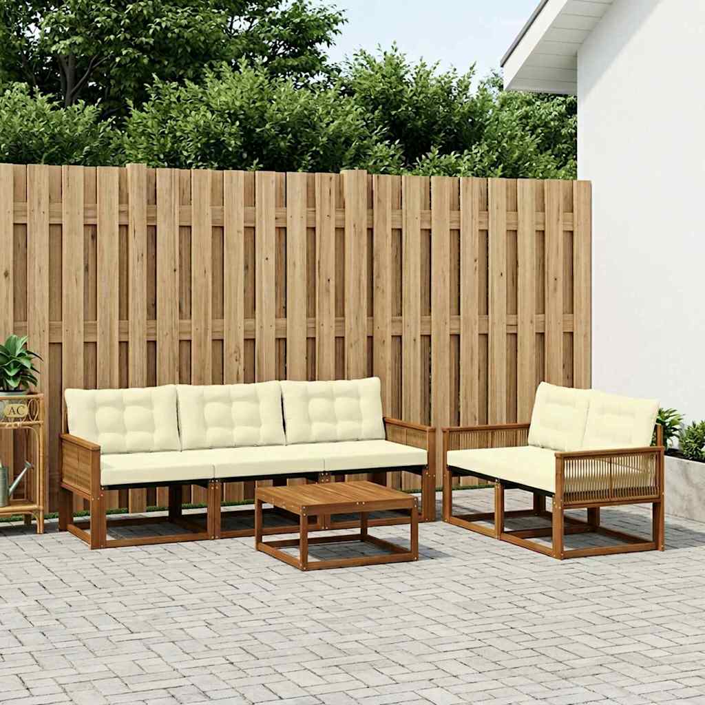 vidaXL Zestaw sof na zewnątrz z poduszką 6 pcs Naturalny i Kremowy