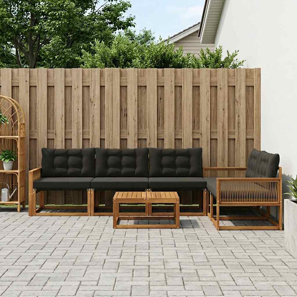 vidaXL Zestaw sof na zewnątrz z poduszką 6 pcs Naturalny i czarny
