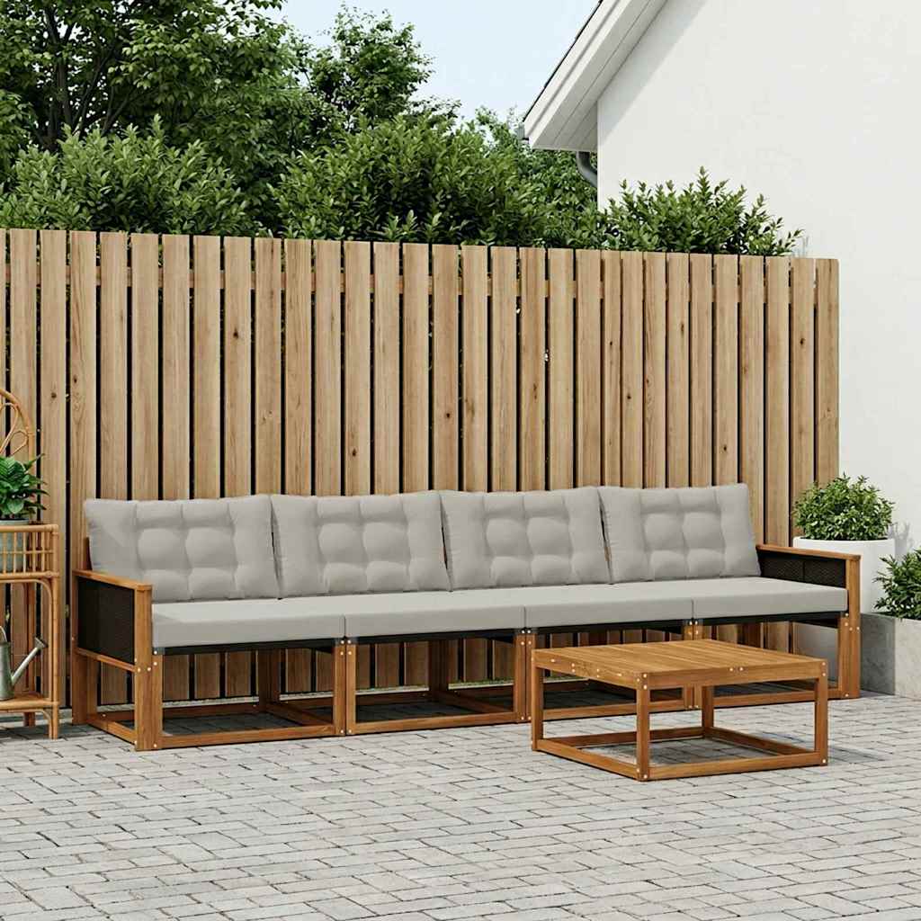vidaXL Zestaw sof na zewnątrz z poduszką 7 pcs Naturalny i jasnoszary