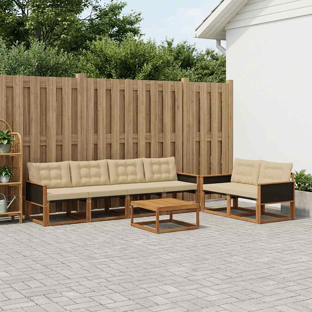 vidaXL Zestaw sof na zewnątrz z poduszką 7 pcs Naturalny i Beżowy