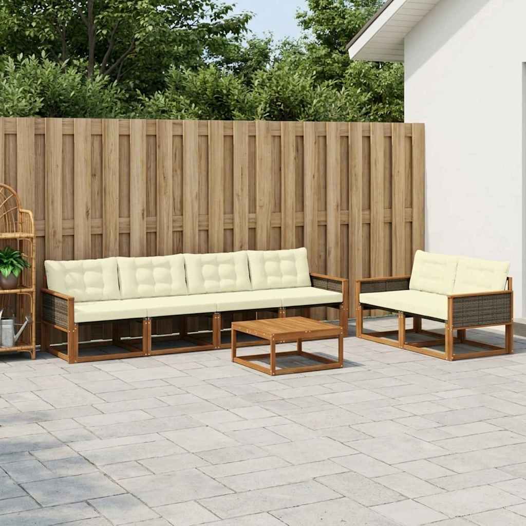 vidaXL Zestaw sof na zewnątrz z poduszką 7 pcs Naturalny i Kremowy