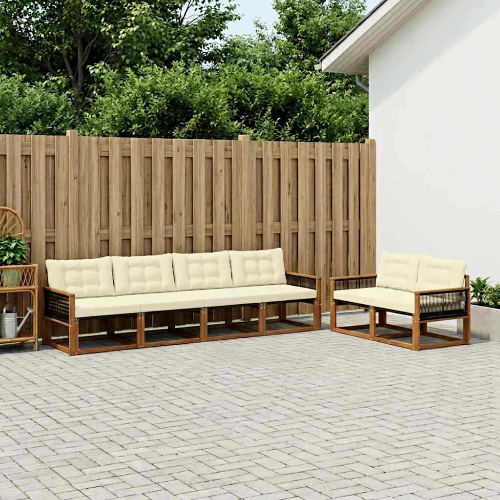 vidaXL Zestaw sof na zewnątrz z poduszką 7 pcs Naturalny i Kremowy