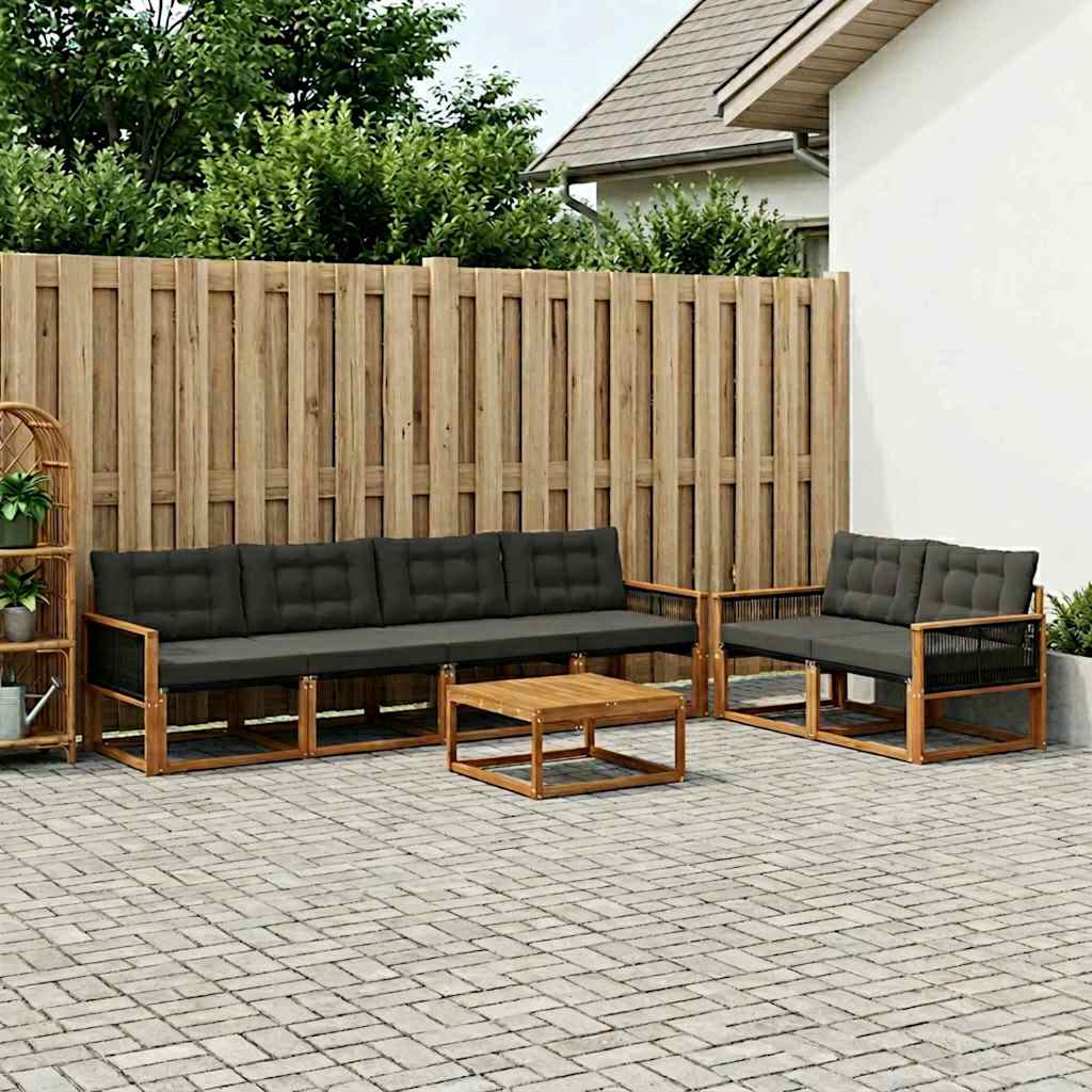 vidaXL Zestaw sof na zewnątrz z poduszką 7 pcs Naturalny i czarny