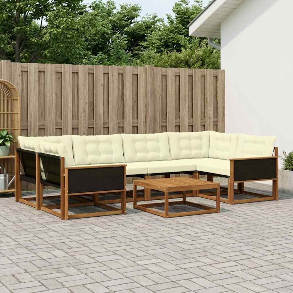 vidaXL Zestaw sof na zewnątrz z poduszką 7 pcs Naturalny i Kremowy