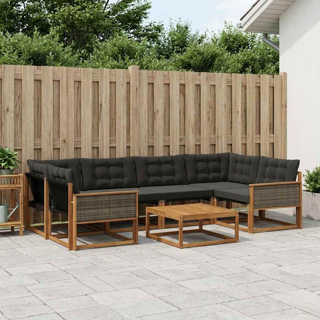 vidaXL Zestaw sof na zewnątrz z poduszką 7 pcs Naturalny i czarny