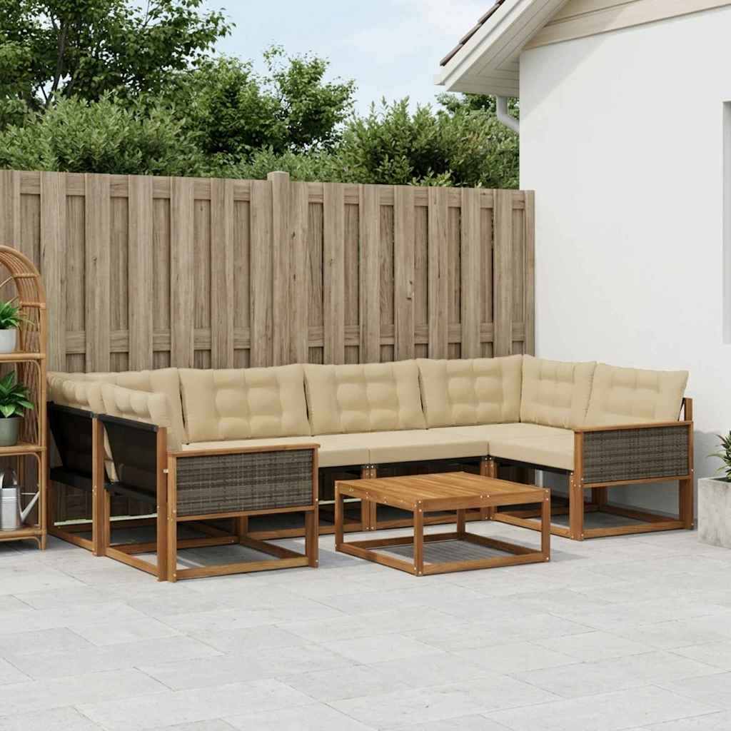 vidaXL Zestaw sof na zewnątrz z poduszką 7 pcs Naturalny i Beżowy