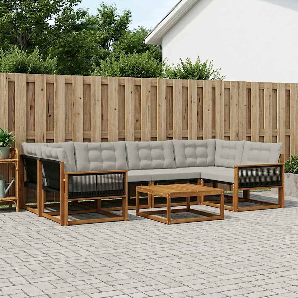 vidaXL Zestaw sof na zewnątrz z poduszką 7 pcs Naturalny i jasnoszary