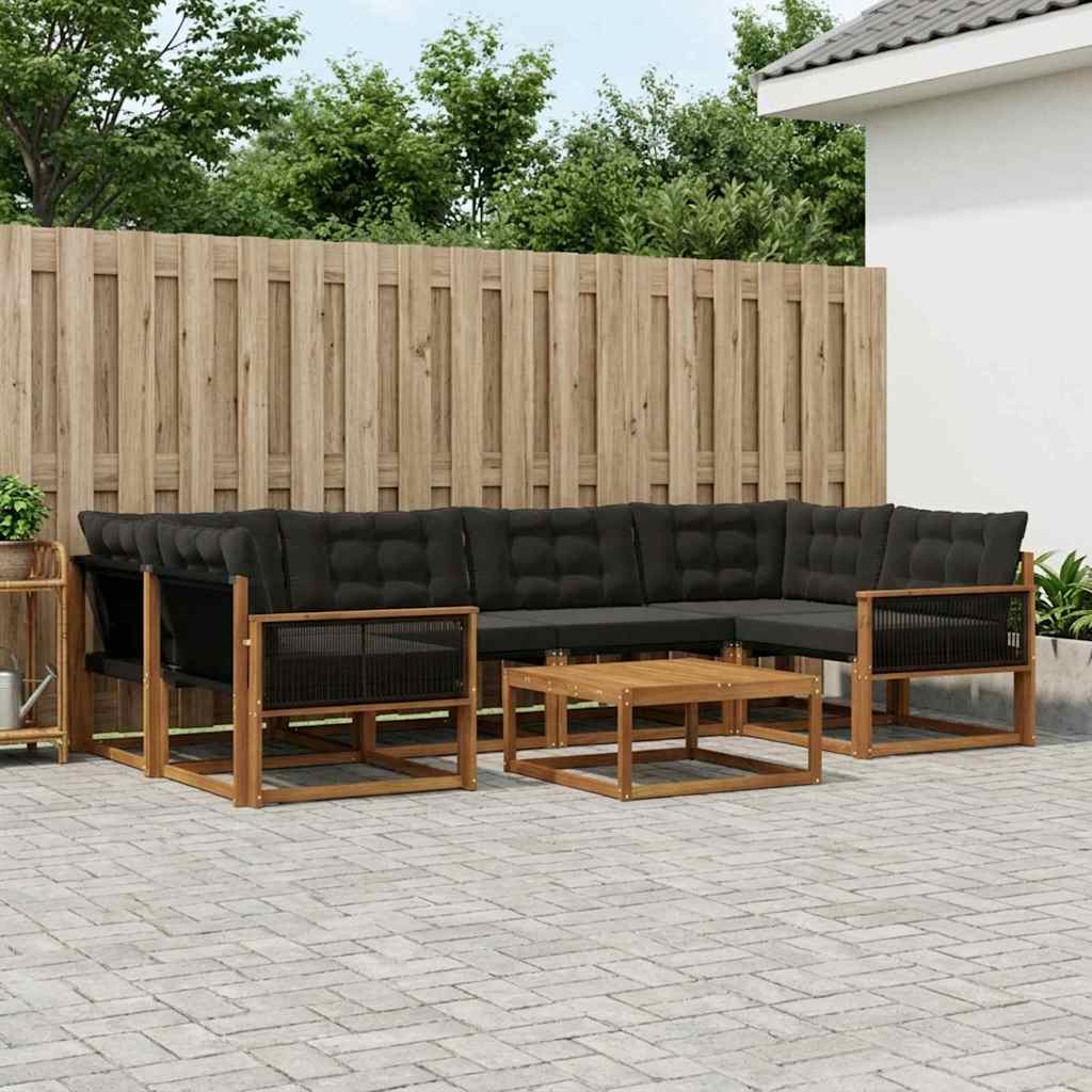 vidaXL Zestaw sof na zewnątrz z poduszką 7 pcs Naturalny i czarny