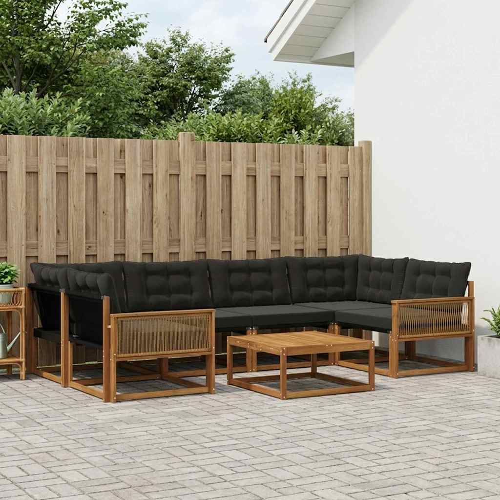 vidaXL Zestaw sof na zewnątrz z poduszką 7 pcs Naturalny i czarny