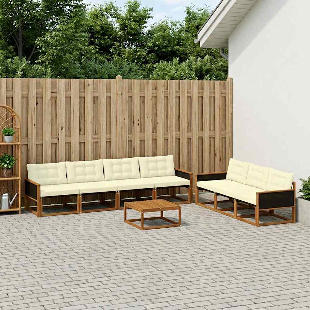 vidaXL Zestaw sof na zewnątrz z poduszką 8 pcs Naturalny i Kremowy