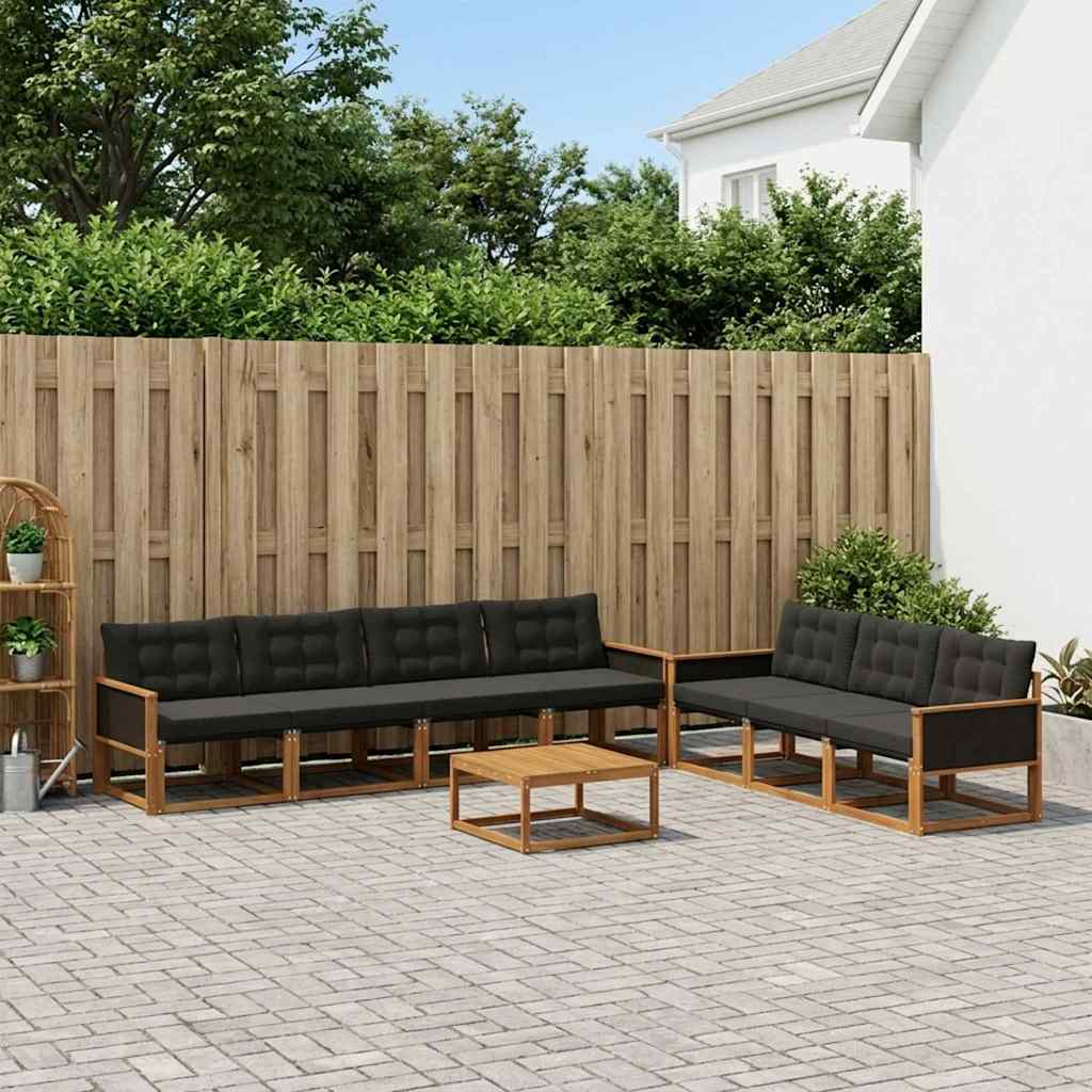 vidaXL Zestaw sof na zewnątrz z poduszką 8 pcs Naturalny i czarny