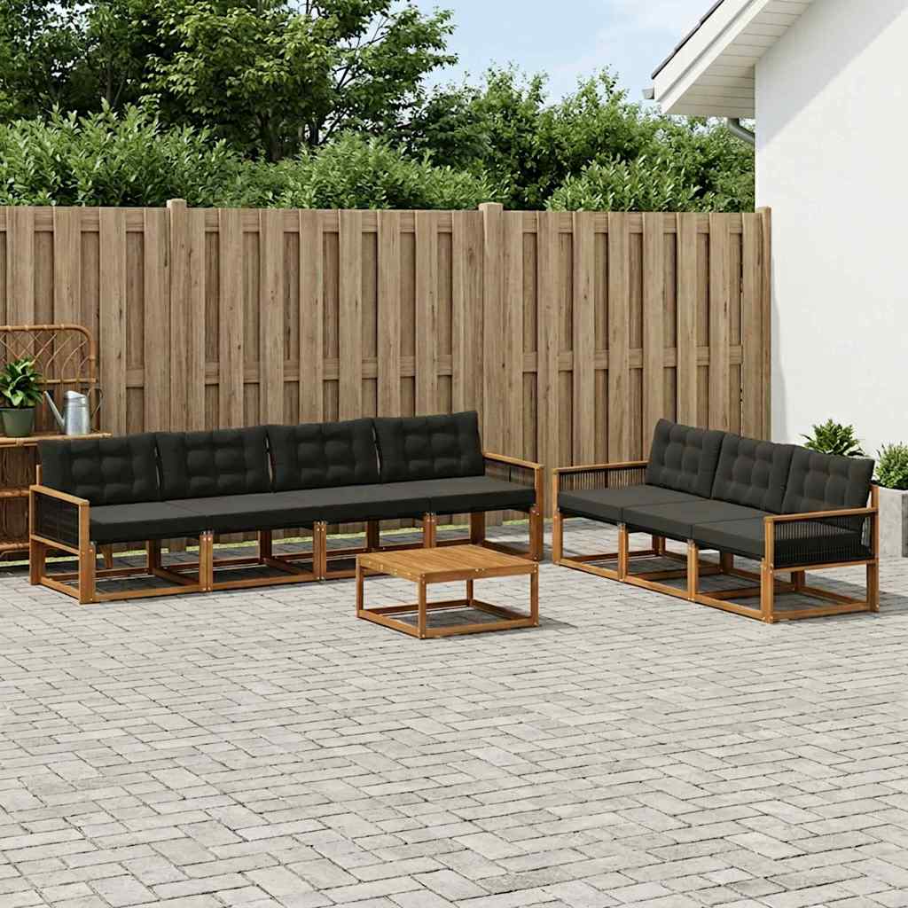 vidaXL Zestaw sof na zewnątrz z poduszką 8 pcs Naturalny i czarny