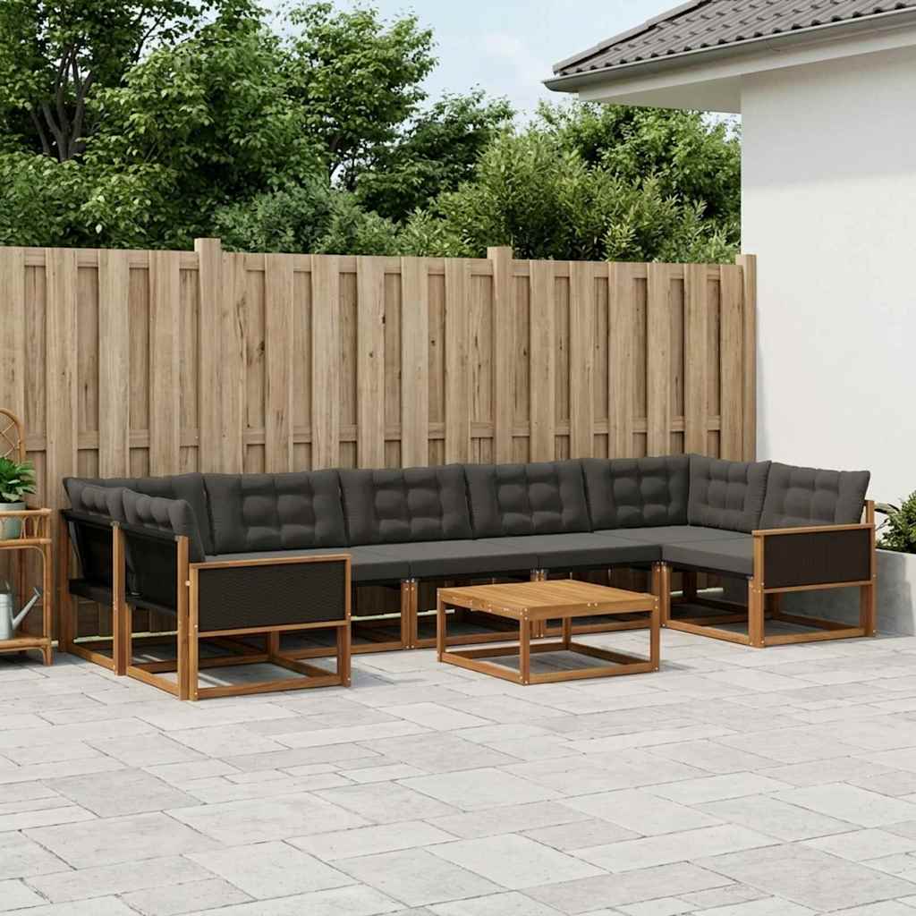 vidaXL Zestaw sof na zewnątrz z poduszką 8 pcs Naturalny i czarny
